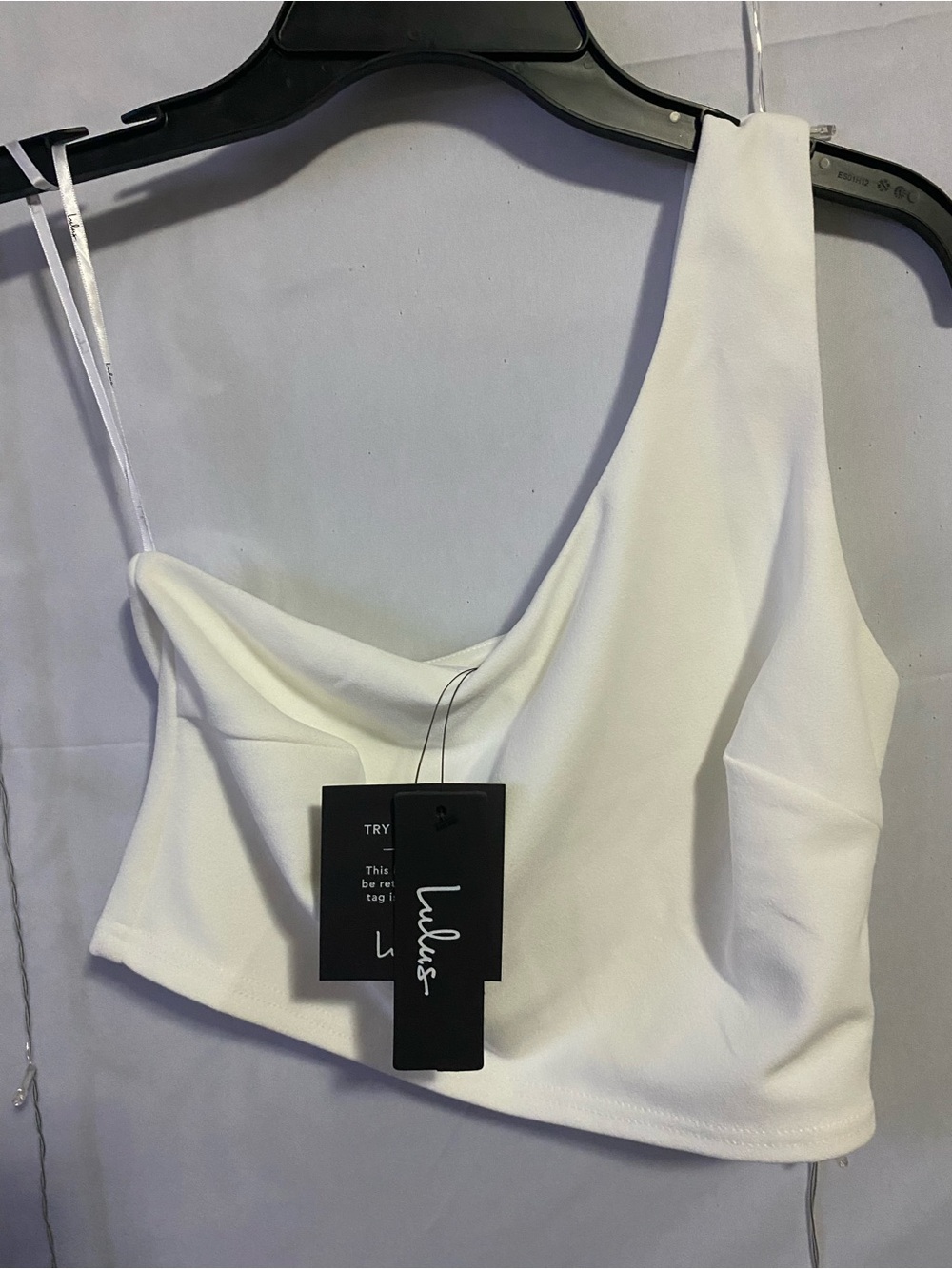 Lulu's White One-Shoulder Asymmetric Crop Top